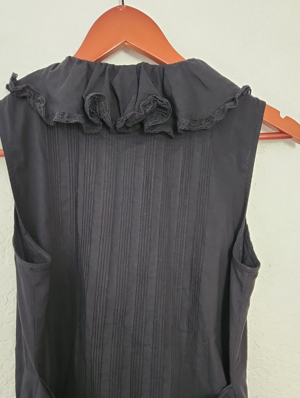 Magaschoni NWT 100% Cotton Black Ruffle-Front Sleeveless Mini Dress - Picture 11 of 11